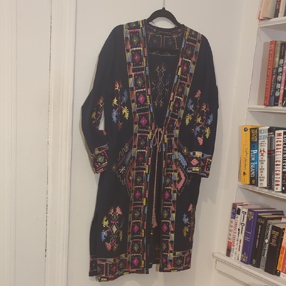 Zara 3/5 Navy Embroidered Jacket Size S - Picture 3 of 7